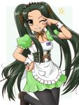  green_hair long_hair maid pantyhose supon suzumiya_haruhi_no_yuuutsu tsuruya very_long_hair waitress 