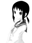  1girl black_hair female kaga_ai kizukari monochrome ponytail sayonara_zetsubou_sensei school_uniform serafuku solo white_background 