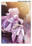  1girl anime_coloring boots female hair_ribbon highres long_hair pantyhose patchouli_knowledge purple_hair ribbon solo tokiame touhou violet_eyes white_legwear 
