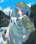  1girl female kawashiro_nitori ken_(coffee_michikusa) solo touhou water waterfall 