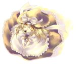  1girl apron blonde_hair blush bow braid female frills from_above hat kirisame_marisa kokono_coco long_hair looking_at_viewer looking_up simple_background single_braid skirt solo star touhou white_background witch_hat yellow_eyes 