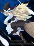  1girl blonde_hair broom broom_riding engrish female hat ichifuji_nitaka kirisame_marisa nitaka ranguage solo spell_card touhou witch witch_hat 