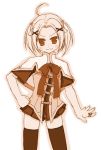  1girl amamiya_minato brown monochrome original solo thigh-highs zettai_ryouiki 