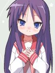  blue_eyes hiiragi_miki long_hair lowres lucky_star oekaki purple_hair school_uniform serafuku 