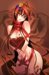  1girl bdsm bondage bound breasts brown_eyes brown_hair chocolate chocolate_heart contrapposto curvy heart highres large_breasts long_hair naked_ribbon original ribbon ribbon_bondage sanbasou slender valentine very_long_hair 