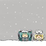  chan_co chibi hatsune_miku kagamine_rin katamari_damacy parody snow vocaloid 