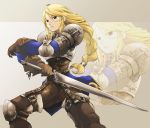  1girl agrias_oaks armor blonde_hair final_fantasy final_fantasy_tactics pota pota_(nabrinko) solo sword weapon zoom_layer 