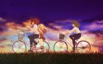  3girls bicycle casual female ground_vehicle hat kochiya_sanae moriya_suwako multiple_girls riding school_uniform serafuku sidesaddle sky touhou yasaka_kanako yuuki_(snowhouse) 