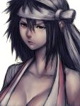  1girl bandage black_hair bleach breasts cleavage fumio_(rsqkr) large_breasts realistic shiba_kuukaku solo 