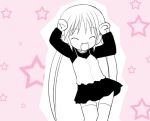  1girl caramelldansen hayate_no_gotoku! kiira lowres monochrome parody pink_background popotan sanzen&#039;in_nagi solo thigh-highs twintails 