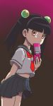  1girl awa black_hair brown_eyes cellphone lowres oekaki otonashi_meru phone sayonara_zetsubou_sensei school_uniform 