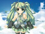  1girl amanooni_touri hatsune_miku sky solo thigh-highs twintails vocaloid 