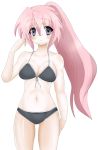  1girl bikini breasts cleavage glasses lucky_star masayu medium_breasts ponytail solo swimsuit takara_miyuki 