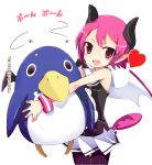  1girl black_legwear disgaea fang heart itou_souichi makai_senki_disgaea_3 pantyhose pink_hair prinny raspberyl solo 