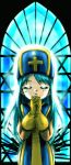  1girl blue_hair chunsoft dragon_quest dragon_quest_iii enix gloves hat long_hair lowres mitre priest_(dq3) solo 