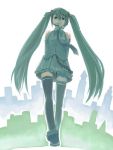  1girl green_hair hatsune_miku hidari_kagetora solo thigh-highs twintails vocaloid 
