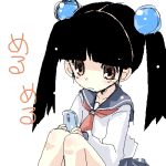  black_hair cellphone lowres oekaki otonashi_meru phone sayonara_zetsubou_sensei school_uniform serafuku twintails yuugiri yuugiri_(artist) 