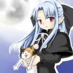  00s 1girl blue_hair cat half_updo len lowres melty_blood pointy_ears red_eyes solo tsukihime type-moon 