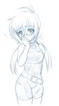  00s 1girl blue fate_testarossa fate_testarossa_(cosplay) genderswap genderswap_(mtf) johnny_(from_scratch) lyrical_nanoha mahou_shoujo_lyrical_nanoha monochrome solo yuuno_scrya 