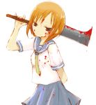  1girl billhook blood hatchet higurashi_no_naku_koro_ni kagoya_(artist) ryuuguu_rena school_uniform serafuku solo 