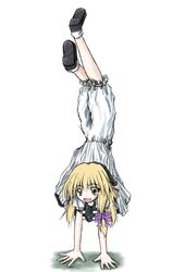  1girl blonde_hair bloomers female handstand kirisame_marisa solo touhou underwear upside-down 