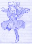  00s 1girl bad_anatomy half_updo len melty_blood monochrome one_eye_closed pantyhose pointy_ears poorly_drawn purple sketch solo traditional_media tsukihime type-moon wink 