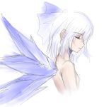 1girl bow cirno fairy female gradient gradient_background short_hair solo touhou upper_body white_background wings 