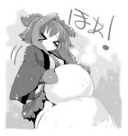  &gt;_&lt; closed_eyes mittens monochrome snowman translated usoneko 