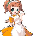  1girl green_eyes happy idolmaster maid manji_taba open_mouth orange_hair solo takatsuki_yayoi twintails 