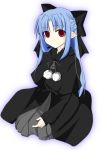  00s 1girl black_dress blue_hair bow capelet dress hair_bow half_updo len melty_blood pointy_ears red_eyes solo tsukihime type-moon 