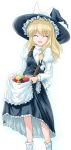  1girl female food fruit hat kirisame_marisa plant simple_background skirt smile solo touhou tsuyadashi_shuuji white_background witch witch_hat 