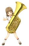  brown_eyes brown_hair heavy instrument long_hair original sabamu tuba 