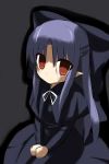  00s 1girl blue_hair half_updo jpeg_artifacts len lowres melty_blood pointy_ears red_eyes solo tsukihime type-moon 