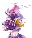  1girl bandage gloves midriff original pink_hair school_uniform serafuku short_hair solo violet_eyes yasohachi_ryou 