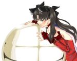  1girl bare_shoulders black_hair blue_eyes detached_sleeves fate/hollow_ataraxia fate/stay_night fate_(series) kabocha kaleido_ruby long_hair solo tohsaka_rin twintails 