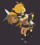  1boy 1girl back-to-back brother_and_sister kagamine_len kagamine_rin one_eye_closed siblings twins vocaloid 