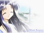  00s 1girl black_hair chain-link_fence character_name closed_mouth fence kawana_misaki long_hair one outdoors smile solo upper_body very_long_hair wallpaper 
