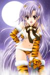  1girl cosplay full_moon hasegawa_yukino moon oni original pointy_ears solo thigh-highs tiger_print 