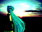 bad_id chihiro_2_(artist) detached_sleeves hatsune_miku meola sunset twintails vocaloid 
