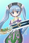  1girl blue_eyes blue_hair gretel gretel_(otogi-jushi_akazukin) hashiyamoto long_hair otogi-jushi_akazukin solo sword weapon 