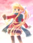  air blonde_hair blue_eyes gloves goto_p kamio_misuzu ponytail scarf skirt thigh-highs 