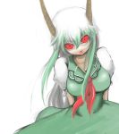  1girl breasts ex-keine face female ginji_(sakaki_summer) glowing glowing_eyes horns kamishirasawa_keine large_breasts red_eyes solo touhou 