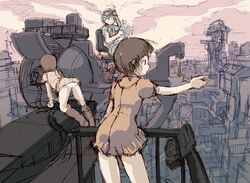  bad_id brown_hair child cityscape female oekaki sketch tougetsu_gou upskirt 