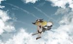  1girl blonde_hair broom broom_riding clouds female hat kirisame_marisa outdoors sky solo touhou witch witch_hat 