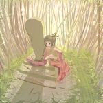  1girl bamboo bamboo_forest forest instrument japanese_clothes kimono nature original solo vofan 