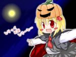  1girl :d blonde_hair blush_stickers cape chibi fang female halloween hat jack-o&#039;-lantern moon night open_mouth outstretched_arms pumpkin pumpkin_hat r_pascal red_eyes ribbon rumia slit_pupils smile solo spread_arms the_embodiment_of_scarlet_devil touhou trick_or_treat youkai 