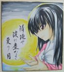  1girl female houraisan_kaguya kurinton shikishi solo touhou traditional_media 