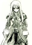  1girl agrias_oaks armor braid final_fantasy final_fantasy_tactics gradient gradient_background knight monochrome sketch solo 