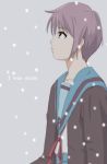  bad_id cardigan haruo nagato_yuki school_uniform serafuku snow snowing suzumiya_haruhi_no_yuuutsu 
