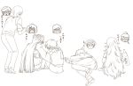  2girls 3boys billy_katagiri glasses gundam gundam_00 kati_mannequin louise_halevy&#039;s_mama marina_ismail monochrome multiple_boys multiple_girls patrick_colasour patrick_colosaour patricl_colosaour saji_crossroad setsuna_f_seiei shirin_bakhtiar sumeragi_lee_noriega tieria_erde translated 